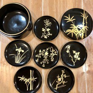 Vintage Japanese Coasters ( 6 ) Trinket Trays